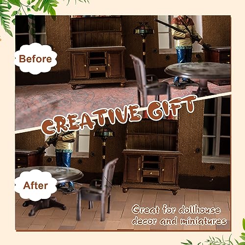 Sintuff 200pcs Miniature Dollhouse Flooring - 1:12 Scale Bamboo Wood Floor Boards for DIY (Pale Brown)