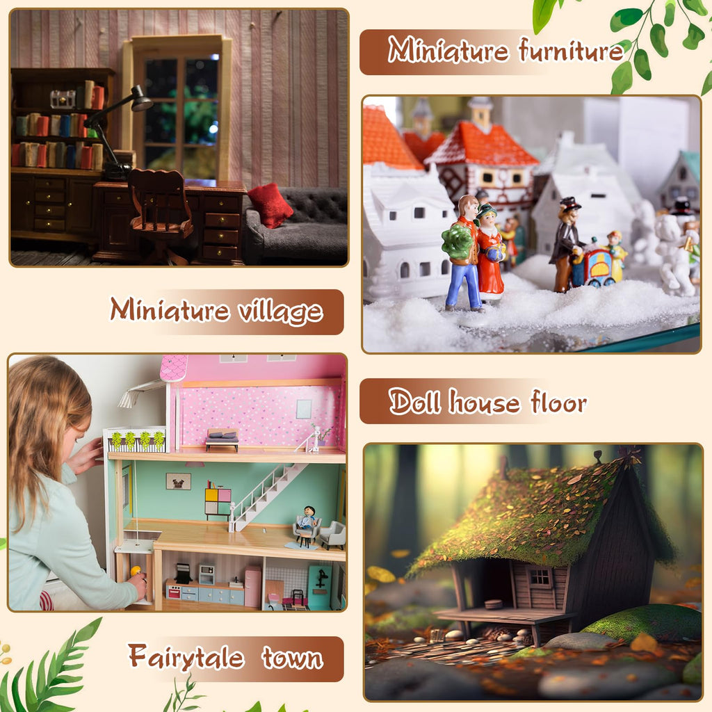 Sintuff 200pcs Miniature Dollhouse Flooring - 1:12 Scale Bamboo Wood Floor Boards for DIY (Pale Brown)