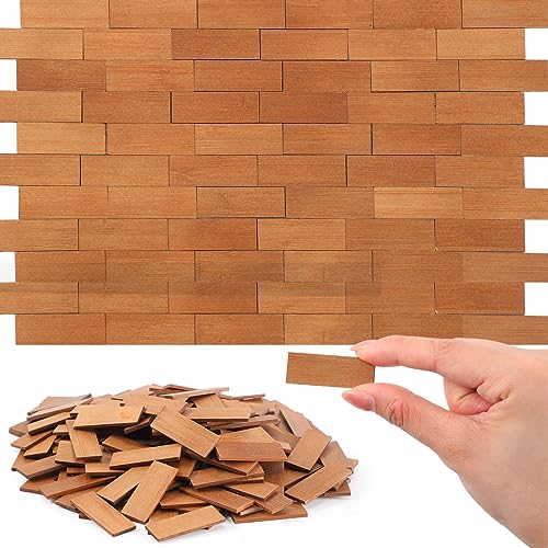 Sintuff 200pcs Miniature Dollhouse Flooring - 1:12 Scale Bamboo Wood Floor Boards for DIY (Pale Brown)
