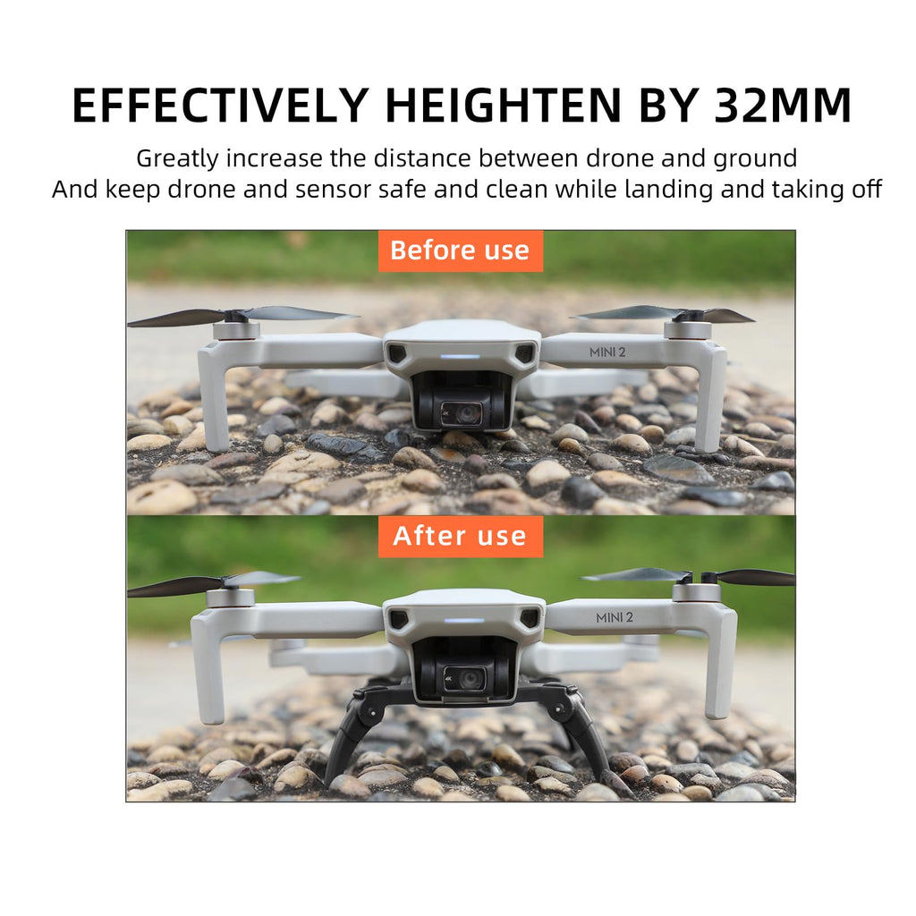 Sinyutia Foldable Landing Gear for DJI Mini 4K / Mini 2 SE / Mini 2 – Gray Spider Legs with 32mm Height Boost
