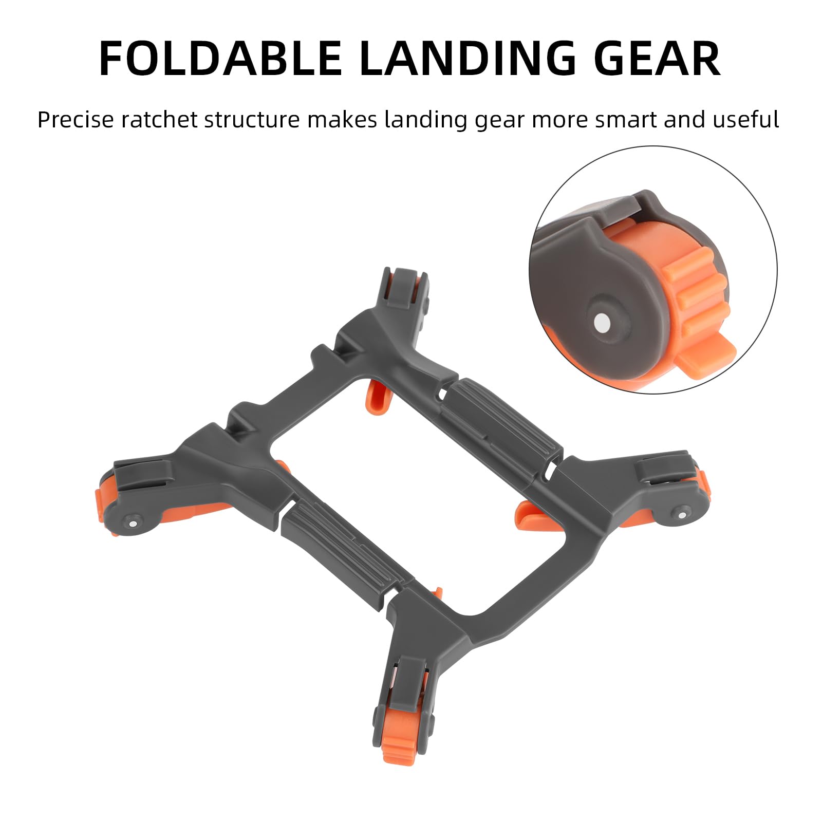 Sinyutia Foldable Landing Gear for DJI Mini 4K – Orange-Gray, 32mm Height Boost, Ultra-Light 0.073 lbs