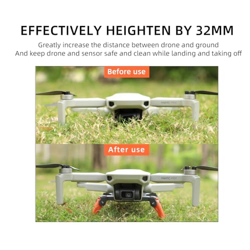 Sinyutia Foldable Landing Gear for DJI Mini 4K – Orange-Gray, 32mm Height Boost, Ultra-Light 0.073 lbs