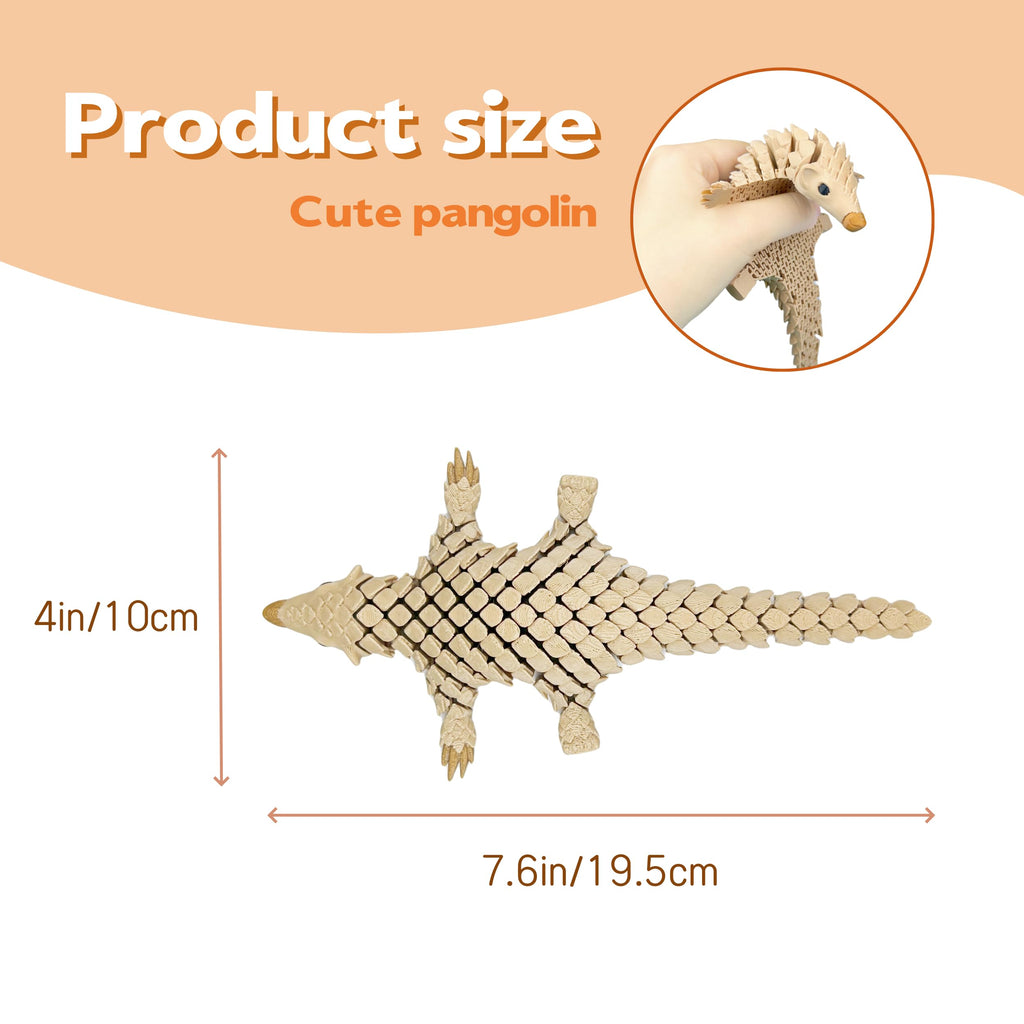SIPWATE 3D Printed Articulated Pangolin Toy – 7.6-Inch Flexible Animal Statue with Movable Joints for Fidgeting and Desk Decor