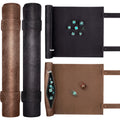 SIQUK 2-Piece Magnetic Dice Mat Tray - Camel & Black PU Leather Rolling Mat for D&D RPG