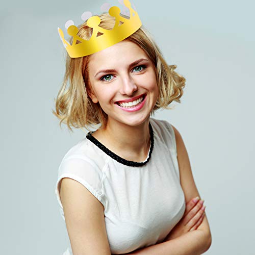 SIQUK 27 Pack Gold Paper Crowns - 3 Styles, Foil Party Hats for Kids & Adults