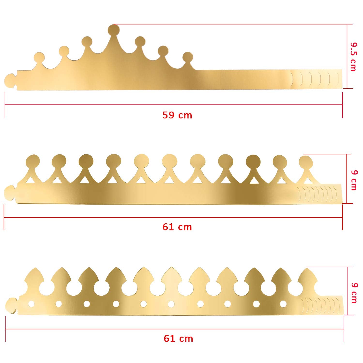 SIQUK 27 Pack Gold Paper Crowns - 3 Styles, Foil Party Hats for Kids & Adults