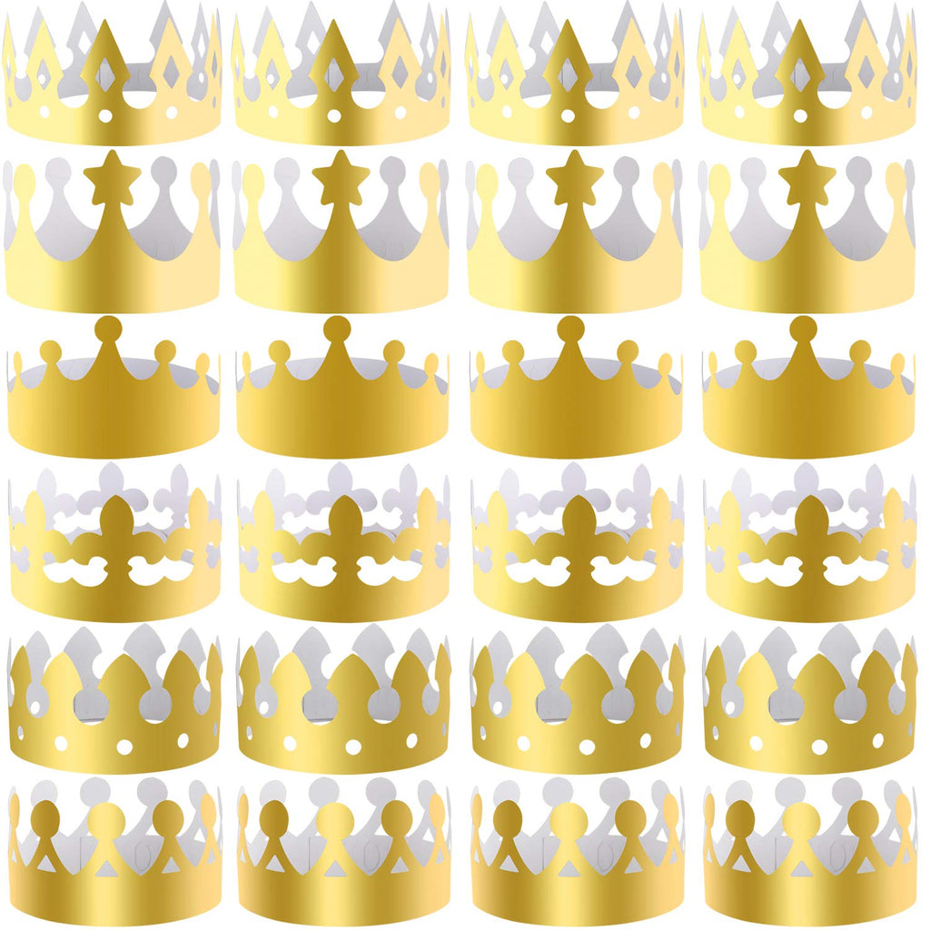 SIQUK 30 Pieces Gold Paper Party Crowns – King Hats for Birthdays and Celebrations