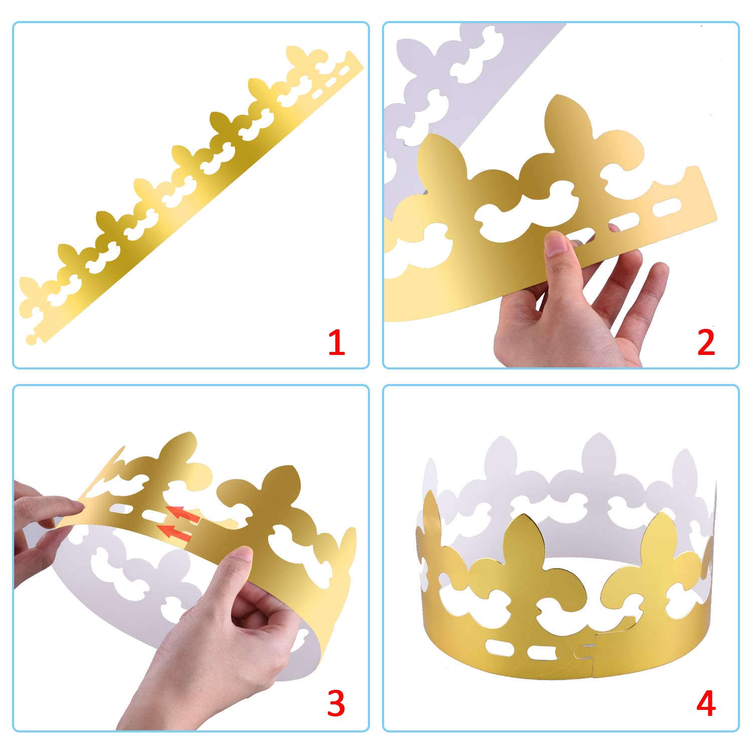 SIQUK 30 Pieces Gold Paper Party Crowns – King Hats for Birthdays and Celebrations