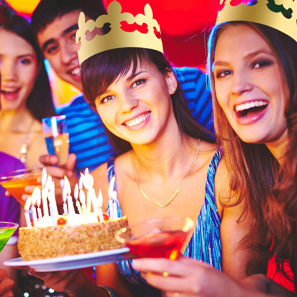 SIQUK 30 Pieces Gold Paper Party Crowns – King Hats for Birthdays and Celebrations