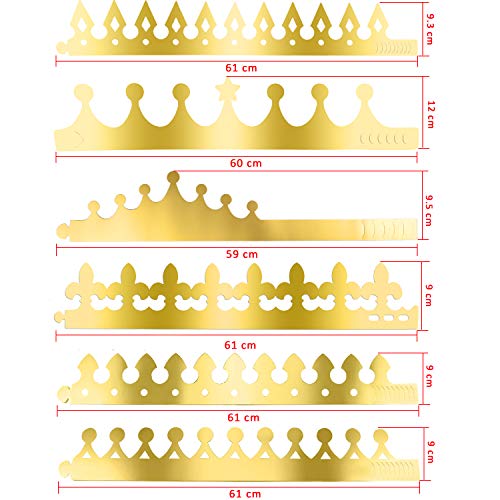 SIQUK 30 Pieces Gold Paper Party Crowns – King Hats for Birthdays and Celebrations