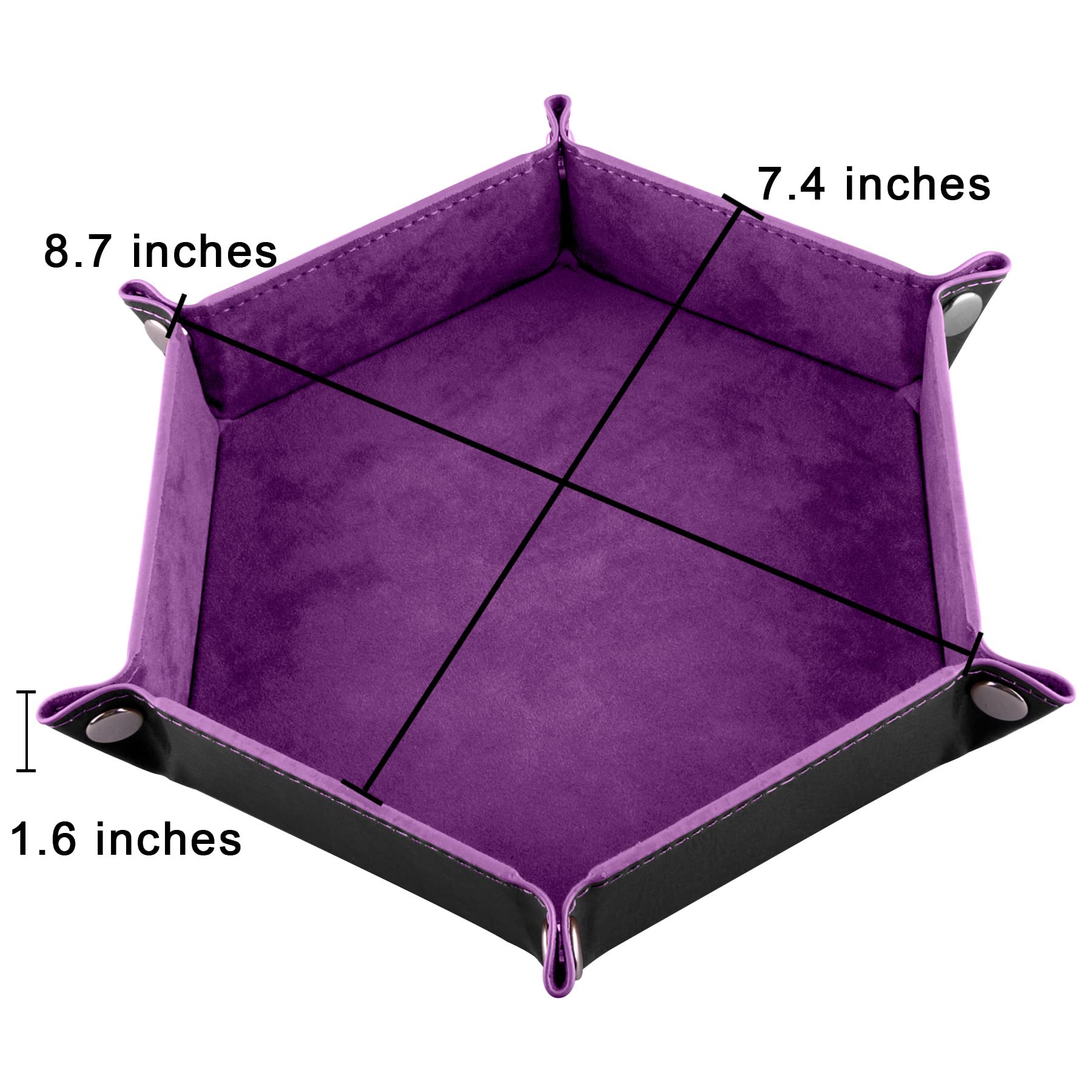 SIQUK 4-Pack Hexagon Dice Trays – PU Leather & Velvet, Collapsible, Portable for DND/RPG (Black, Cyan, Violet, Royal Blue)