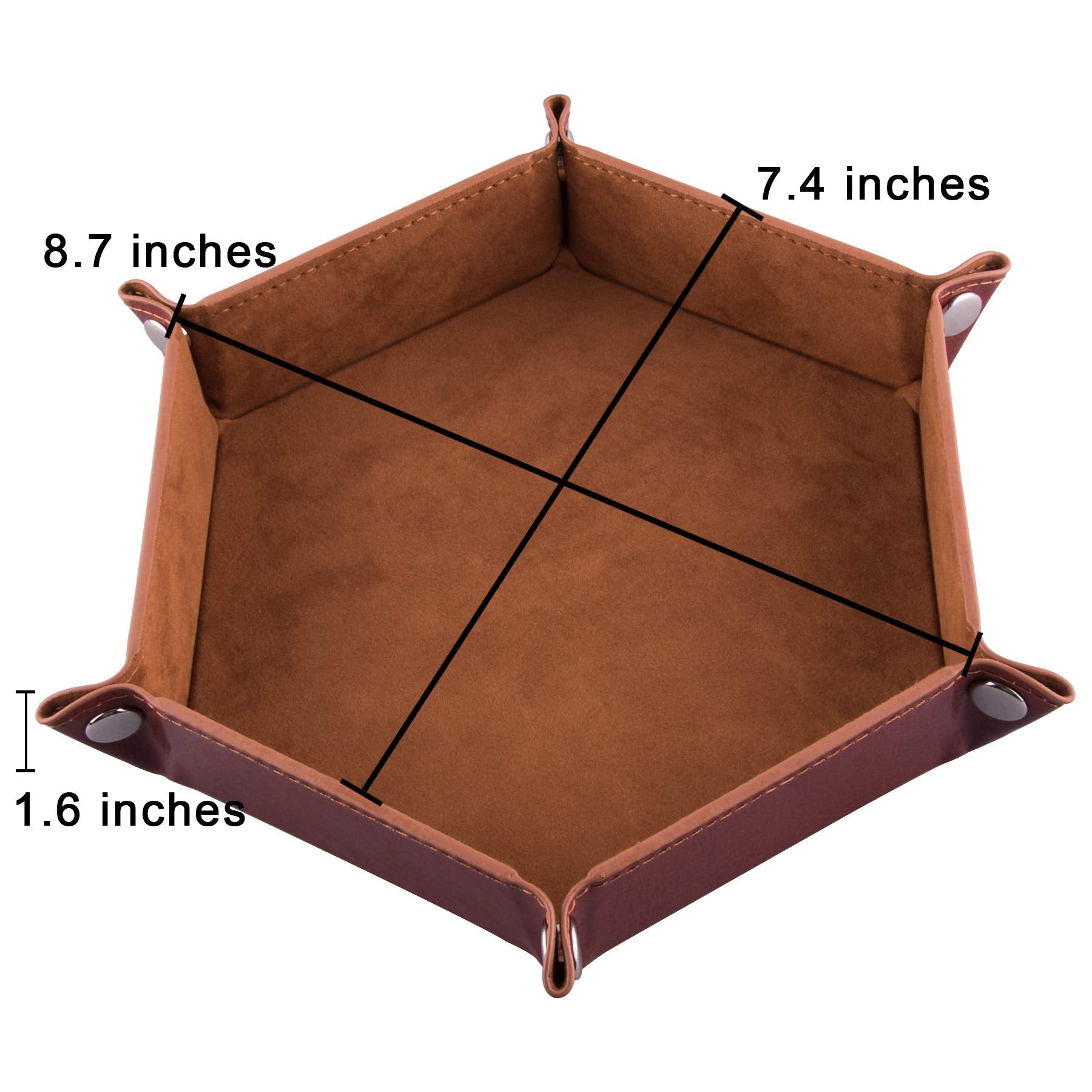 SIQUK 4-Pack Hexagonal Folding Dice Trays (Gray, Camel, Red, Black) – PU Leather & Velvet Lined for D&D RPG