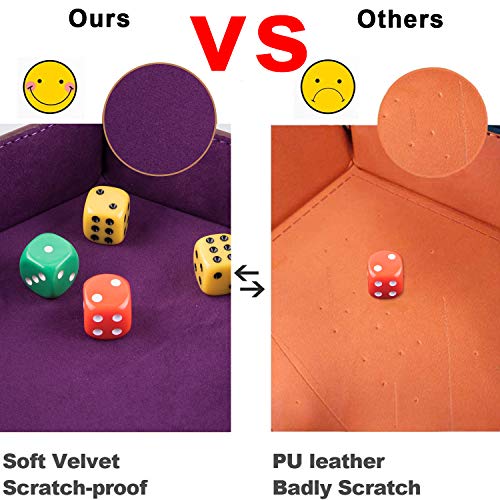SIQUK 4-Piece Foldable Hexagon Dice Tray Set – Red, Black, Blue, Violet