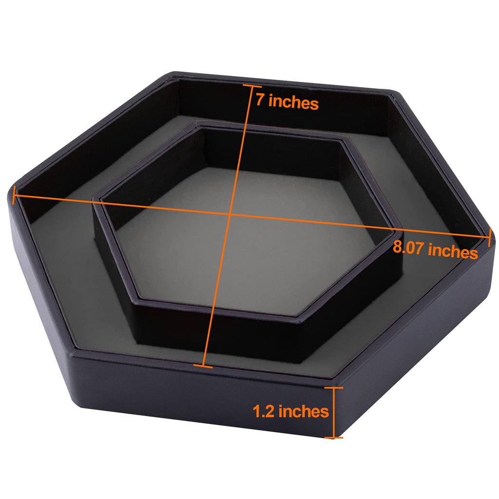 SIQUK Hexagon Dice Tray with Lid - Gray Velvet & PU Leather for DND RPG Tabletop Games