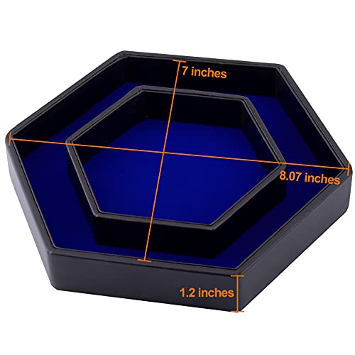 SIQUK Hexagon Dice Tray with Lid – Blue Velvet Rolling Tray for D&D and RPG Games