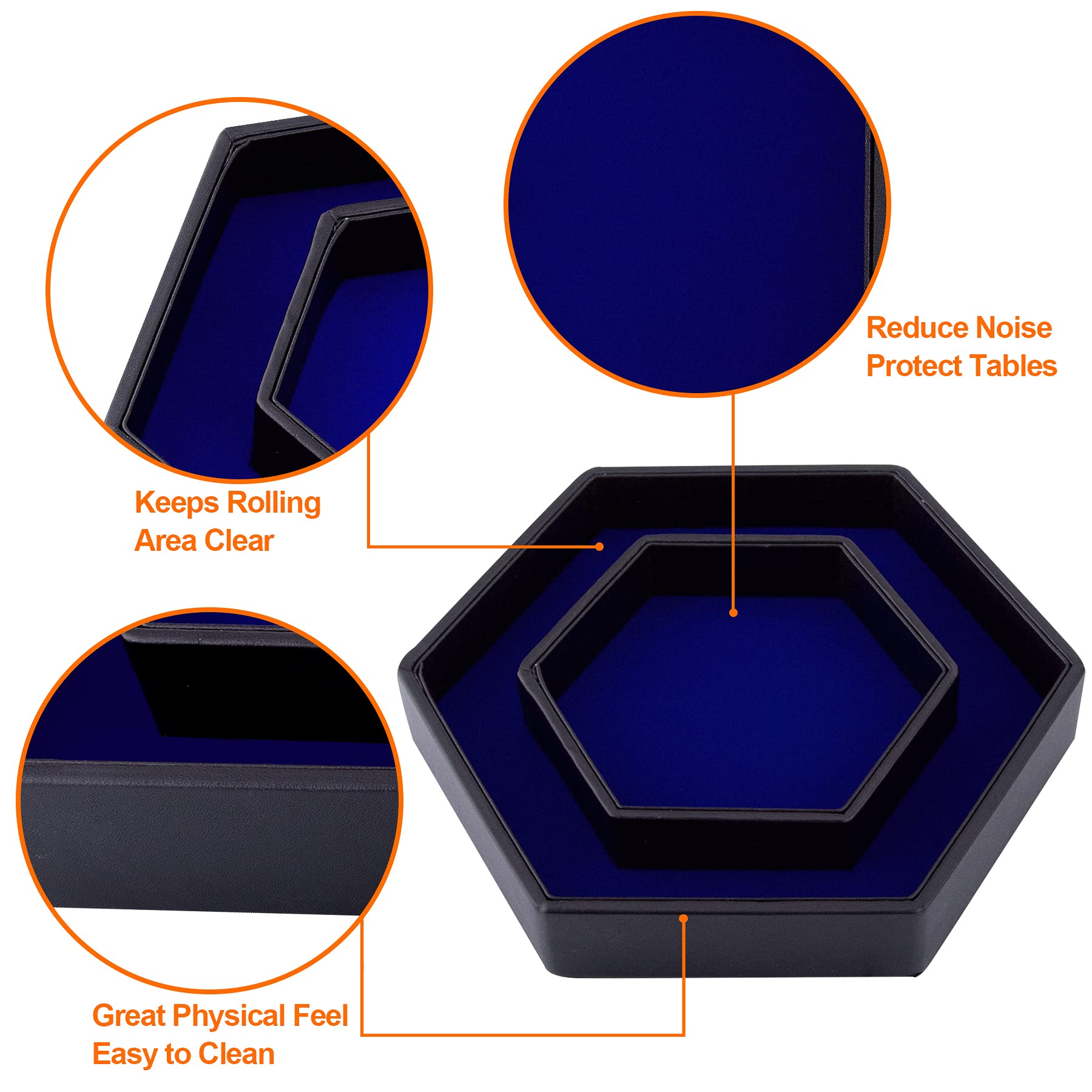 SIQUK Hexagon Dice Tray with Lid – Blue Velvet Rolling Tray for D&D and RPG Games