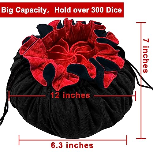 SIQUK Large Dice Bag with 9 Pockets – Holds over 300 Dice, Black & Red