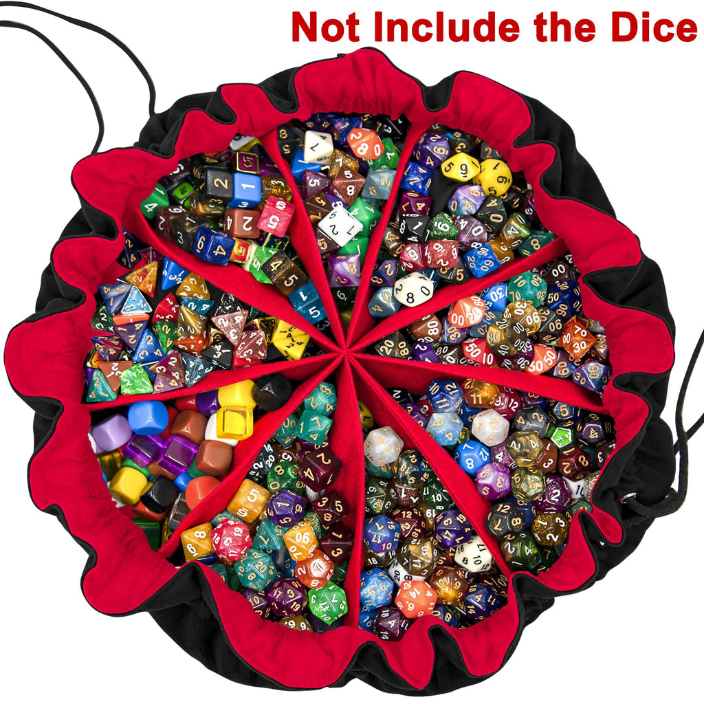 SIQUK Large Dice Bag with 9 Pockets – Holds over 300 Dice, Black & Red