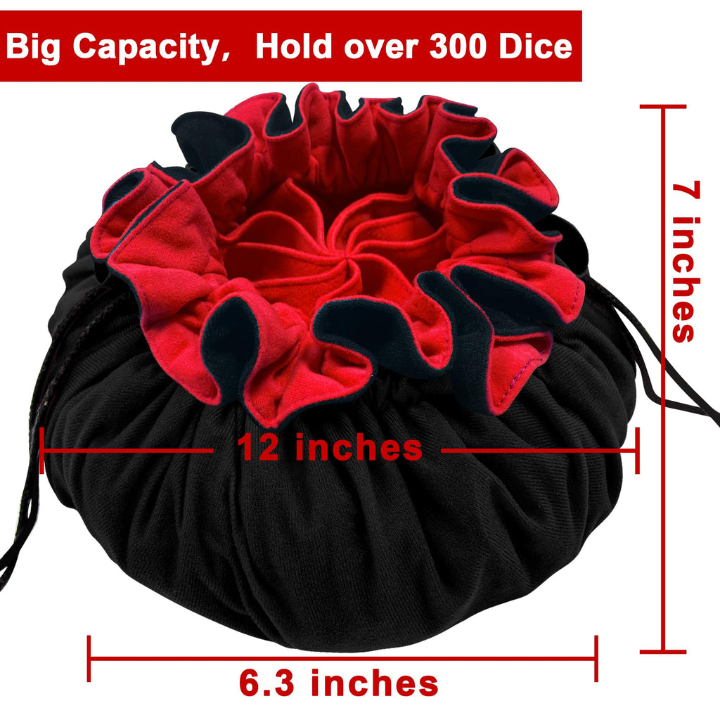 SIQUK Large Dice Bag with 9 Pockets – Holds over 300 Dice, Black & Red