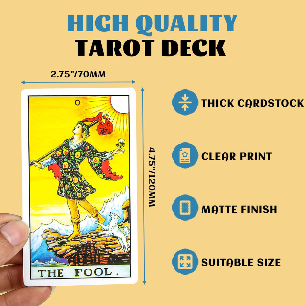 SirShop 78 Classic Tarot Deck with Guide Book – Star Back Design, Fortune Telling Cards for Beginners & Family