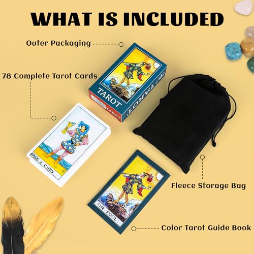 SirShop 78 Classic Tarot Deck with Guide Book – Star Back Design, Fortune Telling Cards for Beginners & Family