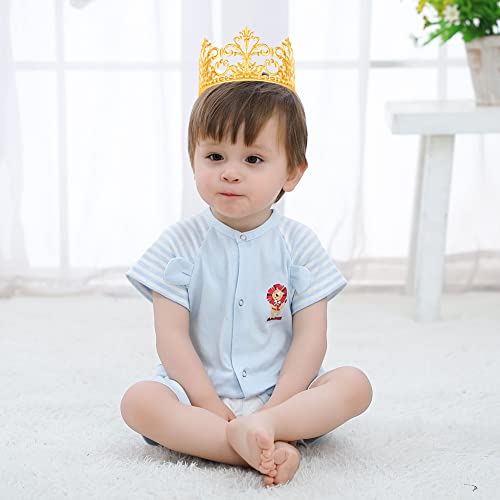 SisBroo Gold Crown Cake Toppers Set of 6 - Metal Mini Crowns for Cakes, Hair, and Party Decor