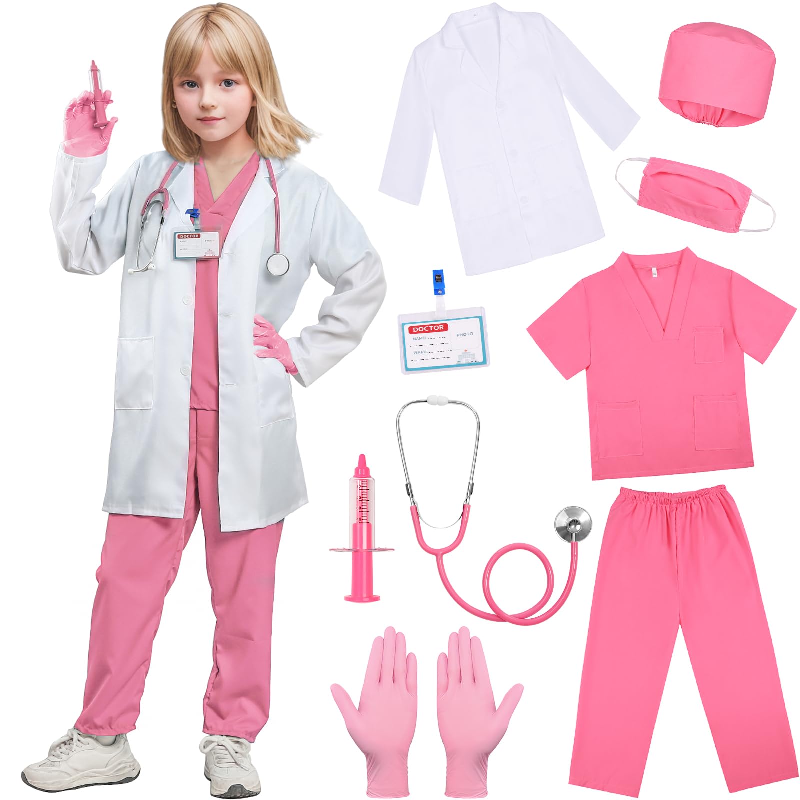 SIZGAROOT Doctor Costume for Kids with Lab Coat – Halloween Dress-Up