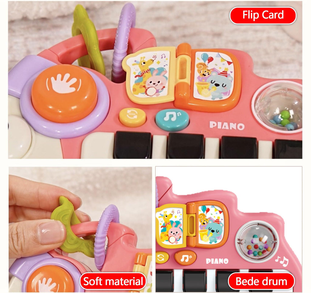Sjxzfmm Baby Musical Piano Toy for Toddlers 1-3, Busy Board with Lights & Sounds, Pink Hedgehog Design, Montessori Gift for 1 Year Old Boys Girls