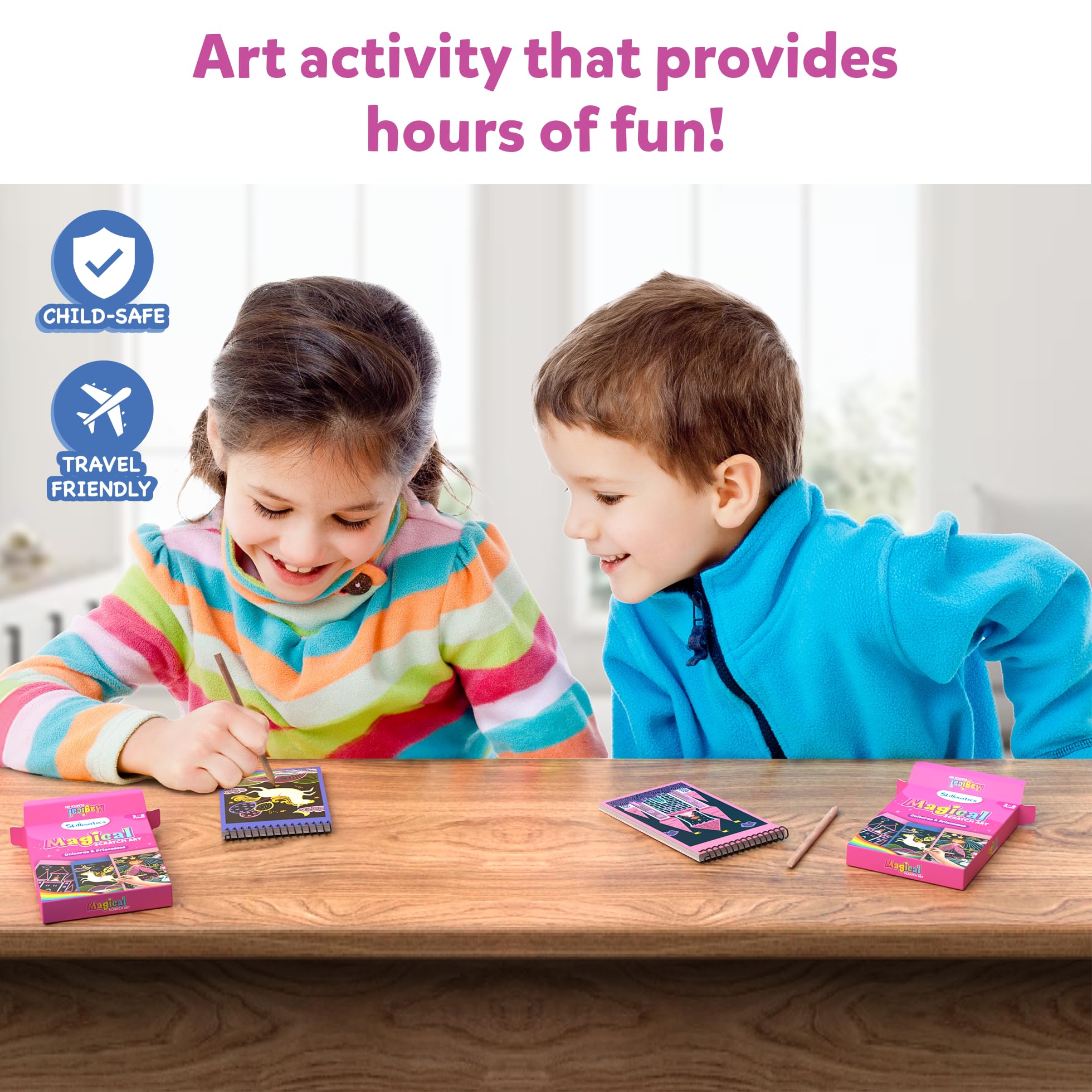 Skillmatics 15-Pack Scratch Art Party Favors: Unicorn & Princess Designs for Kids Ages 3-8