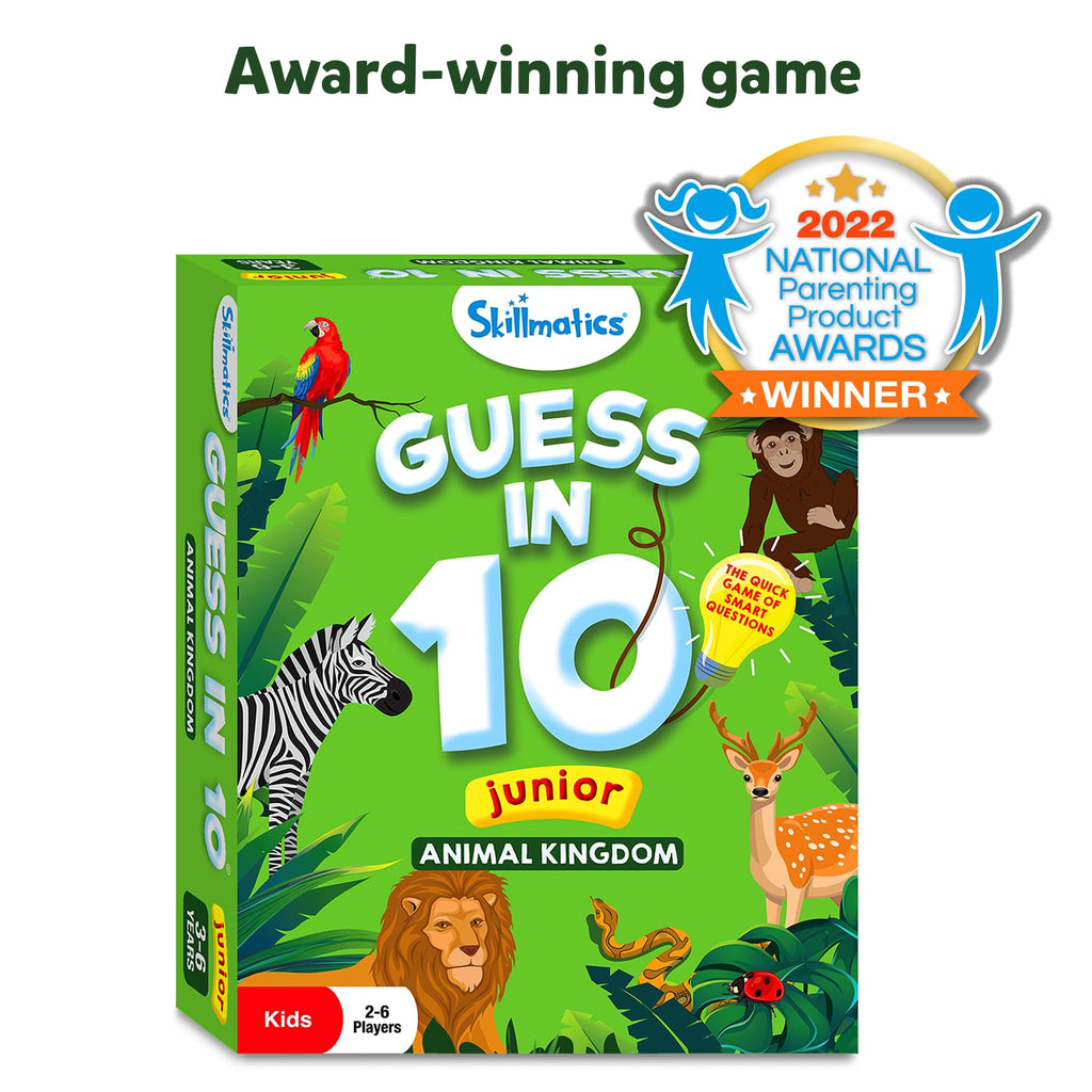 Skillmatics Guess in 10 Junior - Animal Kingdom Card Game for Preschoolers Ages 3-6