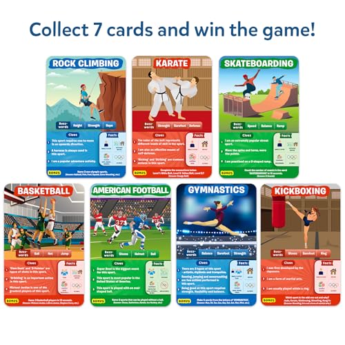 Skillmatics Guess in 10 Sports Card Game – Fun Trivia for Families, 50 Cards, 2-6 Players, Ages 6+
