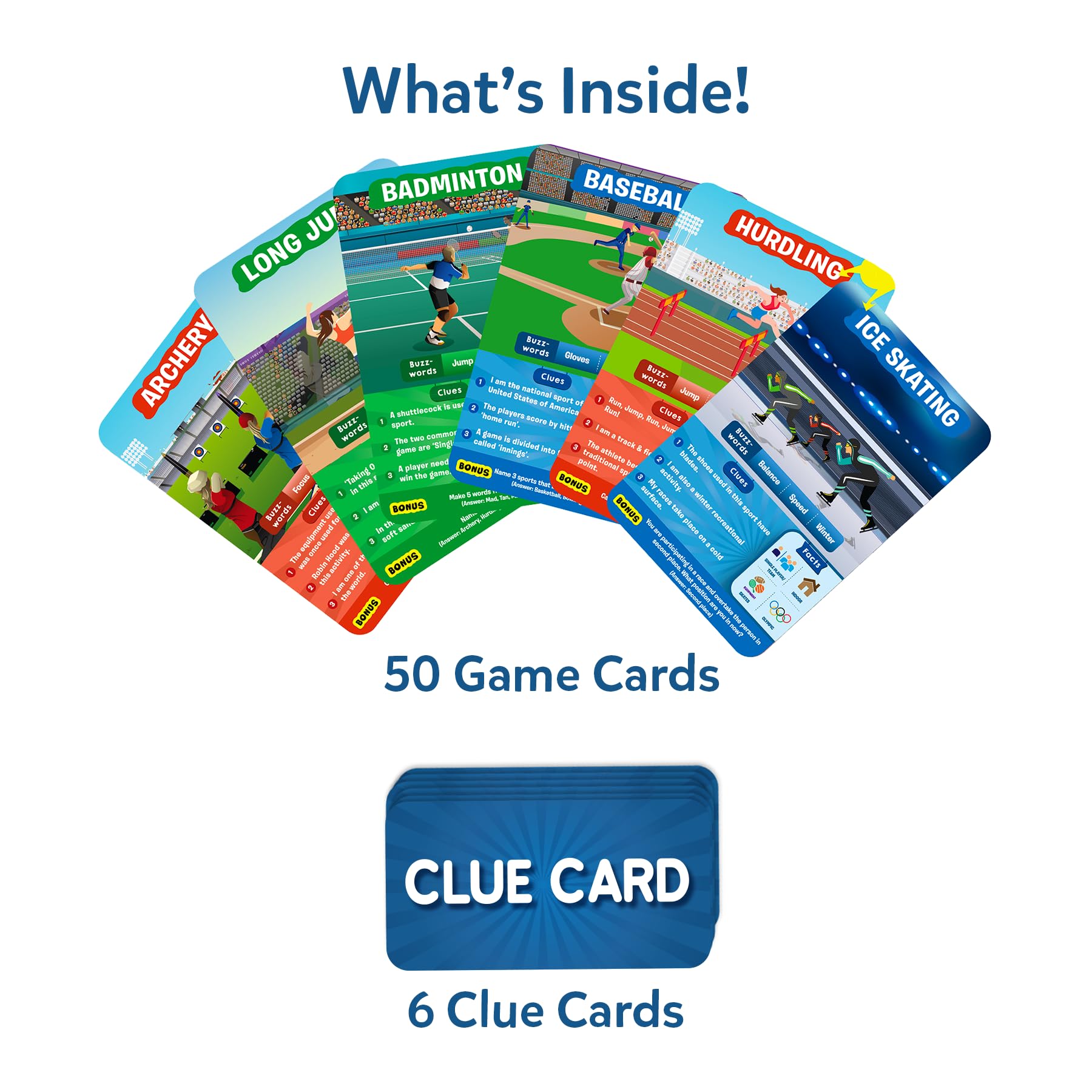 Skillmatics Guess in 10 Sports Card Game – Fun Trivia for Families, 50 Cards, 2-6 Players, Ages 6+