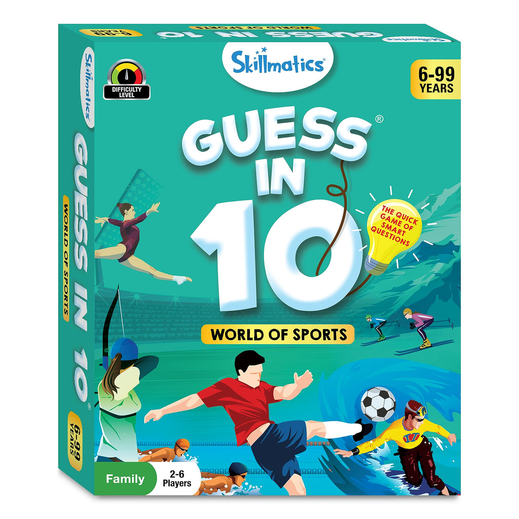 Skillmatics Guess in 10 Sports Card Game – Fun Trivia for Families, 50 Cards, 2-6 Players, Ages 6+