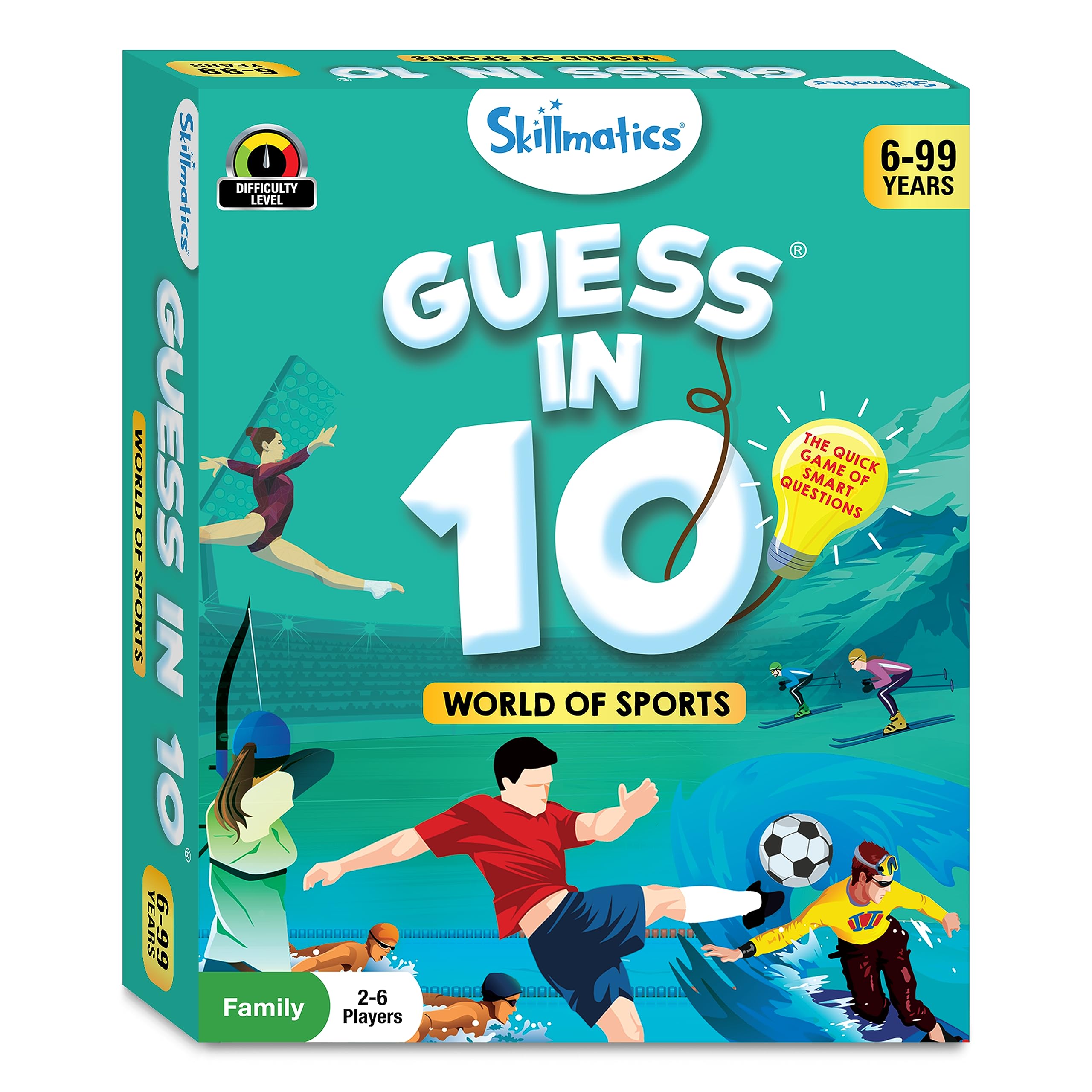 Skillmatics Guess in 10 Sports Card Game – Fun Trivia for Families, 50 Cards, 2-6 Players, Ages 6+