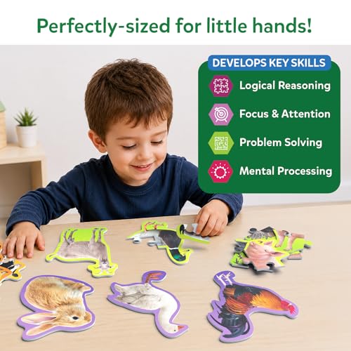 Skillmatics Step by Step Puzzles: 40 Piece Farm Animal Jigsaw for Kids Ages 3-5