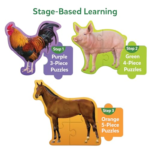 Skillmatics Step by Step Puzzles: 40 Piece Farm Animal Jigsaw for Kids Ages 3-5
