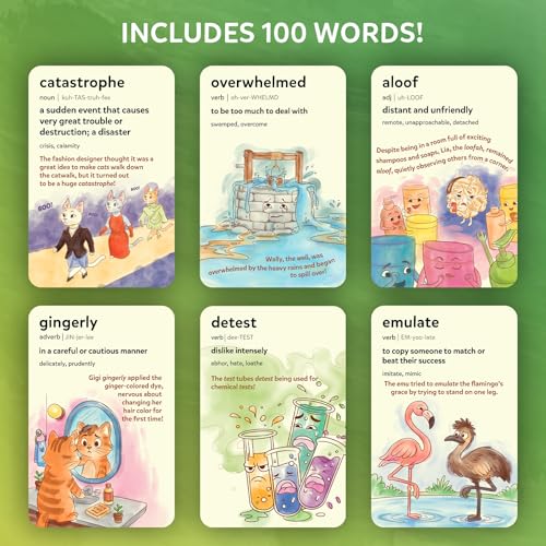 Skillmatics Wordables - 100 Vocabulary Flash Cards for Kids Ages 8+ | Memory Science, Screen-Free Word Game
