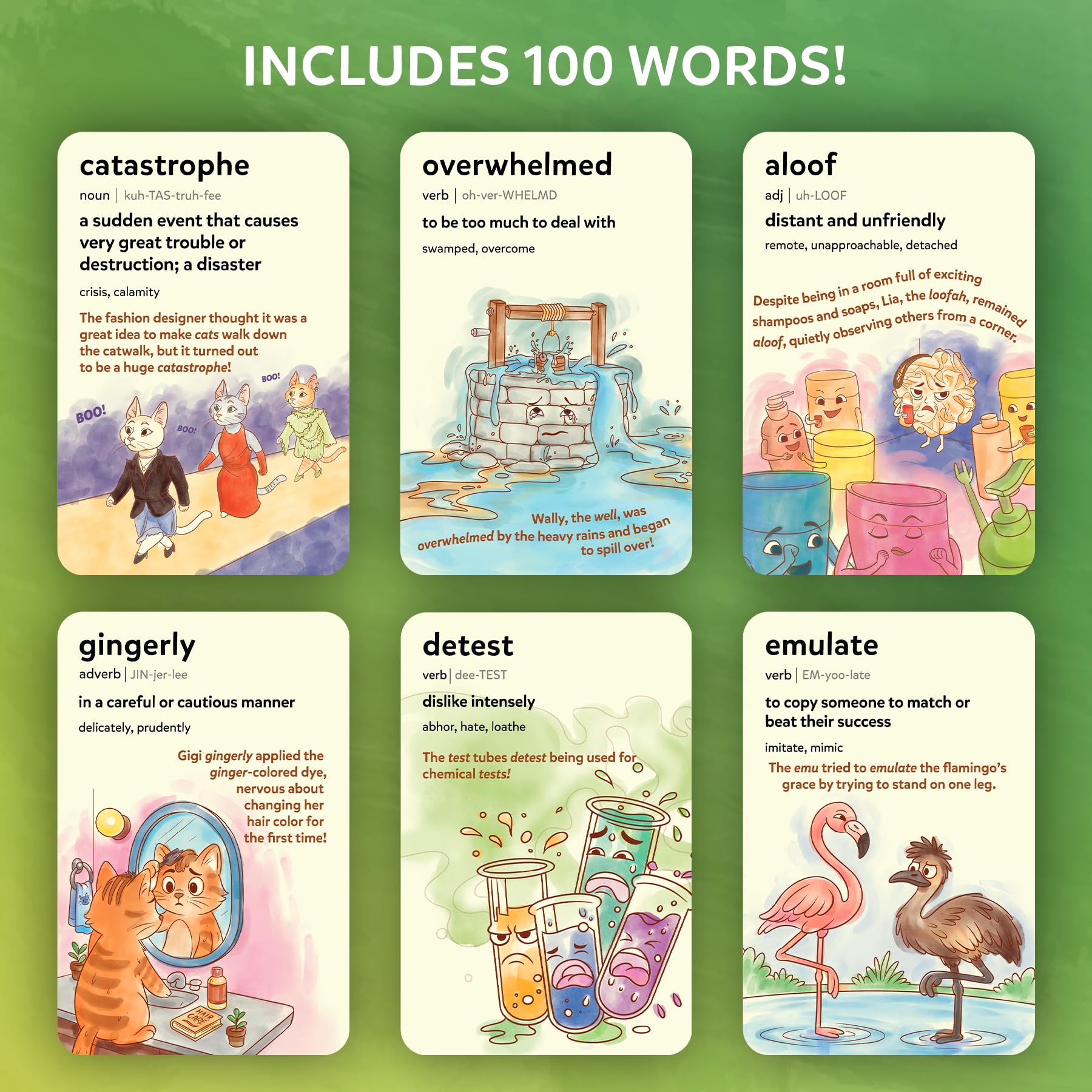 Skillmatics Wordables - 100 Vocabulary Flash Cards for Kids Ages 8+ | Memory Science, Screen-Free Word Game