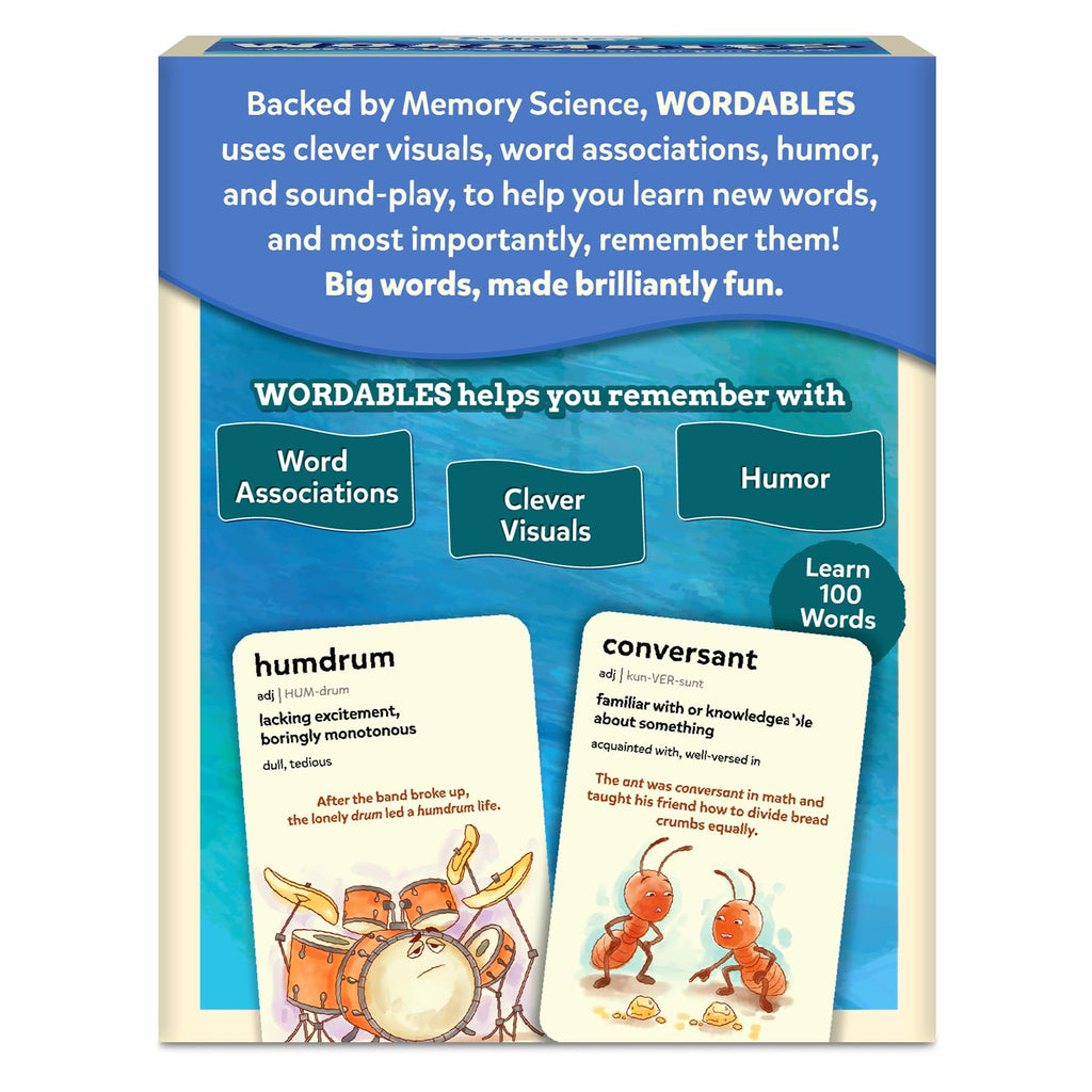 Skillmatics Wordables Level 2 Flash Cards – 100 Big Words for Ages 10+ with Visuals & Wordplay
