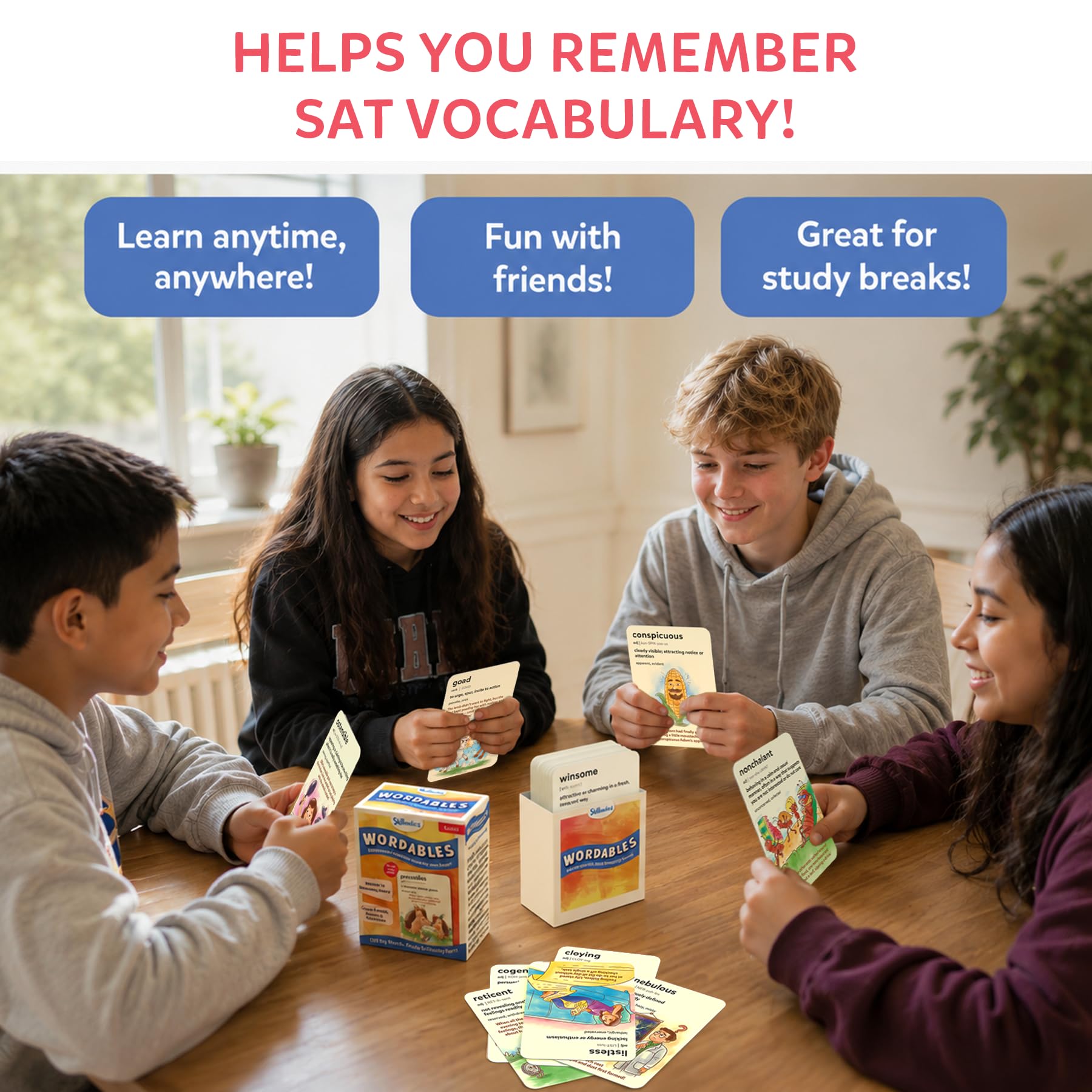 Skillmatics Wordables Level 3 SAT Vocabulary Flash Cards – 100 Words with Memory Science Visuals, Ages 12+