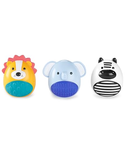 Skip Hop 3-Piece Baby Egg Shaker Set – Jungle Animals Zebra, Elephant, Lion