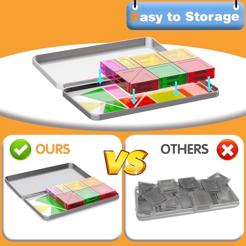 SKTMYY Mini Magnetic Tiles - 22-Piece Travel Set with Metal Box for Kids Ages 3+ | Creative STEM Building Toy