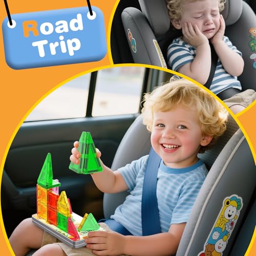 SKTMYY Mini Magnetic Tiles - 22-Piece Travel Set with Metal Box for Kids Ages 3+ | Creative STEM Building Toy