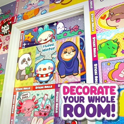Sky Castle Sticki Rolls Jumbo Stickies 6-Pack Capsule – Reusable Foil Stickers for Walls, Mirrors & More (Creepies 1)