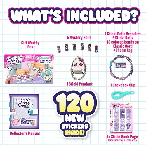 Sky Castle Sticki Rolls Pendant Pack Series 2 - Booboo: 120 Wearable Stickers, Toy Pendant & Bracelet for Kids Ages 5+