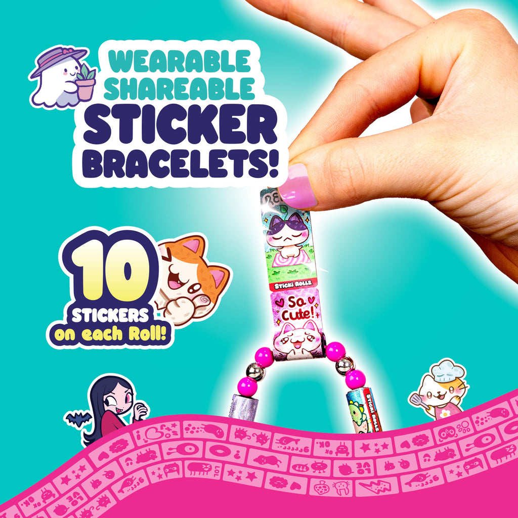 Sky Castle Sticki Rolls Pendant Pack Series 2 - Booboo: 120 Wearable Stickers, Toy Pendant & Bracelet for Kids Ages 5+