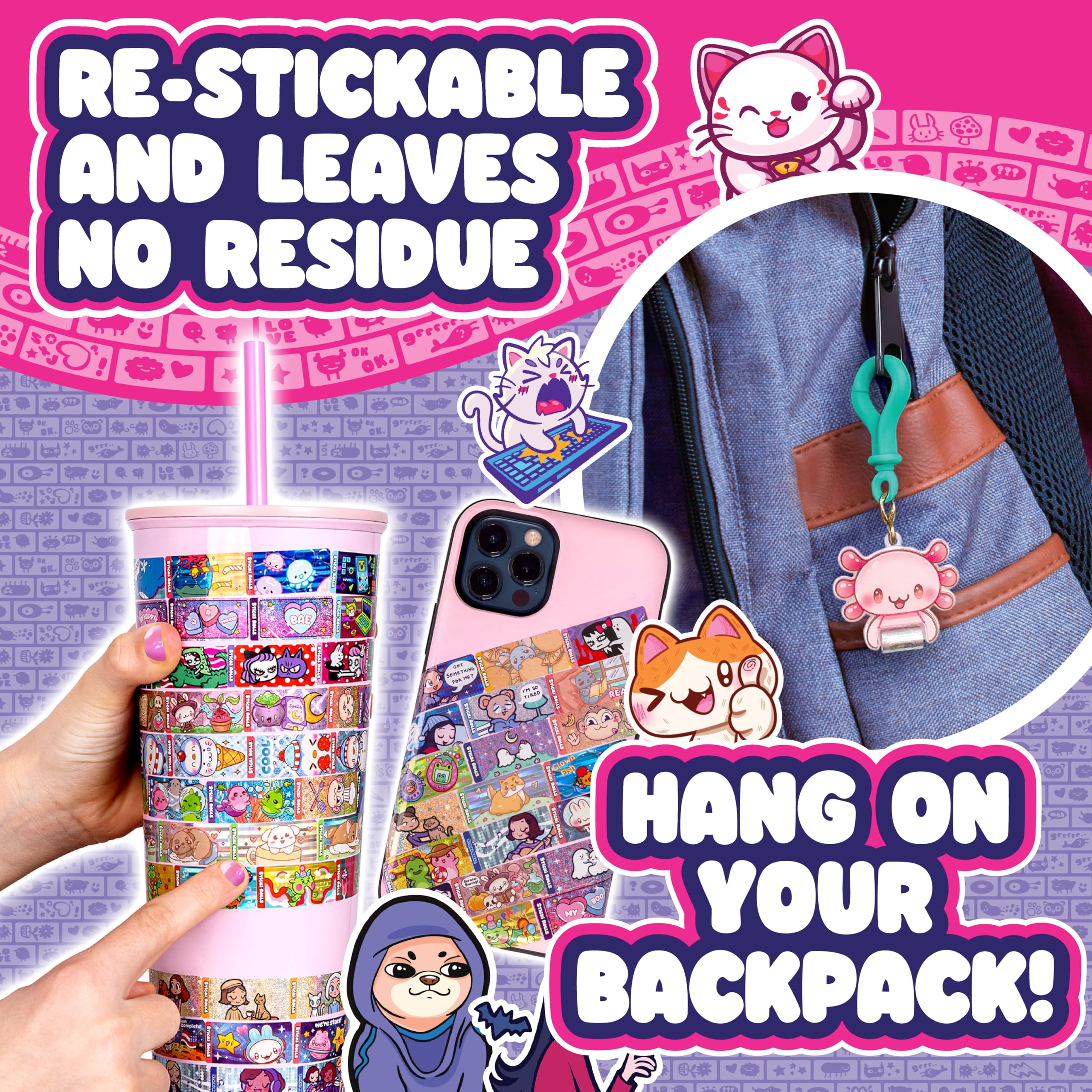 Sky Castle Sticki Rolls Pendant Pack Series 2 - Booboo: 120 Wearable Stickers, Toy Pendant & Bracelet for Kids Ages 5+