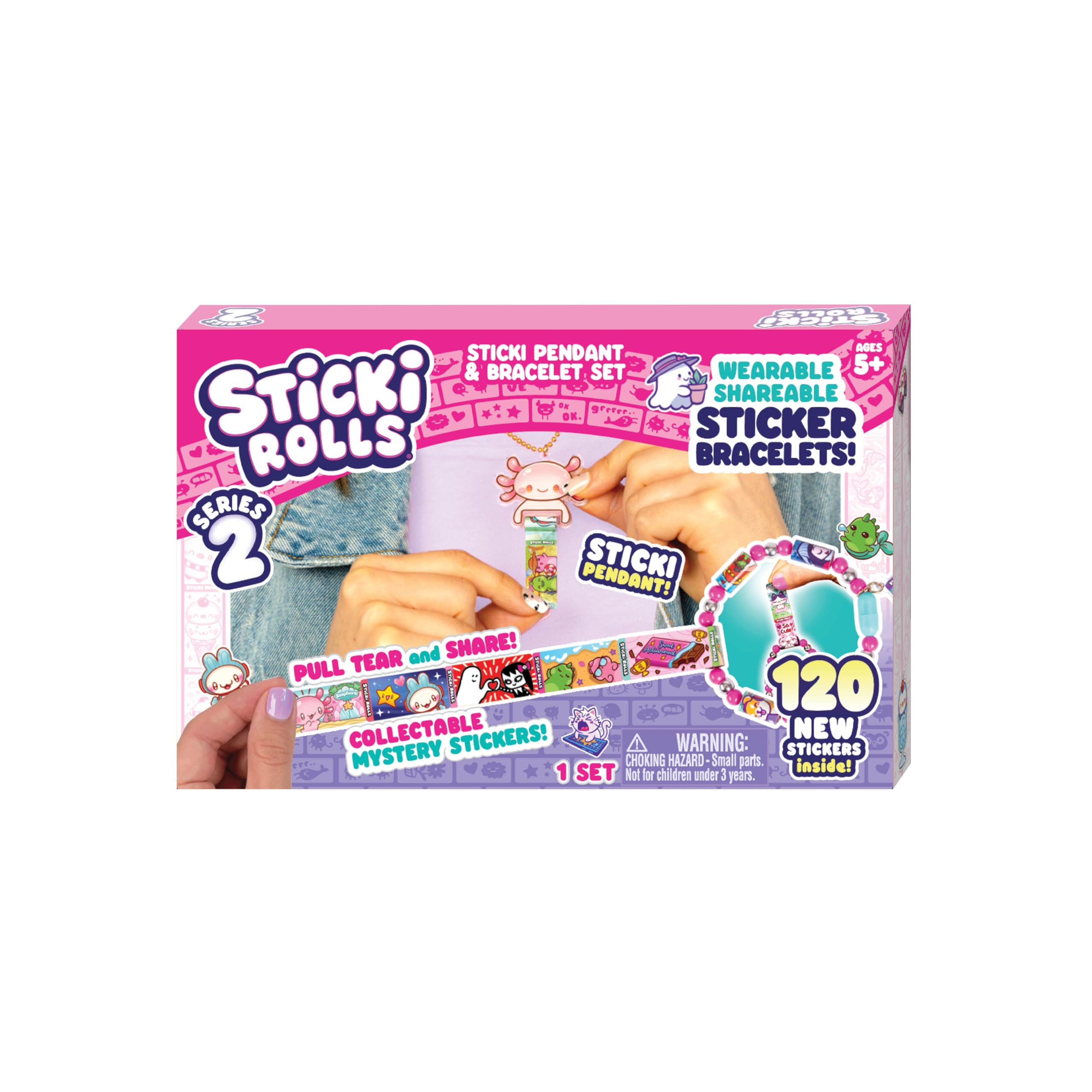 Sky Castle Sticki Rolls Pendant Pack Series 2 - Booboo: 120 Wearable Stickers, Toy Pendant & Bracelet for Kids Ages 5+