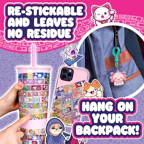 Sky Castle Sticki Rolls Pendant Pack – Series 2 Chillin Charlie: 120 Wearable Kawaii Stickers with Bracelet & Pendant