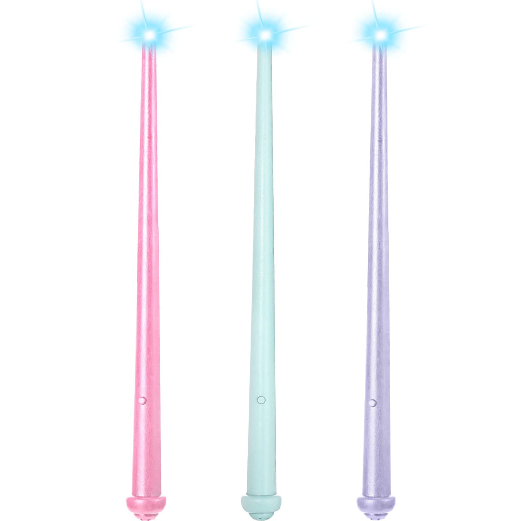 Skylety 3-Pack Light-Up Wands with Sound - Pink, Purple, Blue - 14-Inch Magic Fairy Princess Wands for Cosplay and Parties